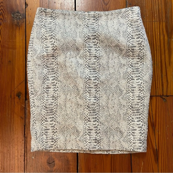 Ann Taylor Snake Print Pencil Skirt Size 6 Gray White Lined Texture Career Work - Picture 1 of 6